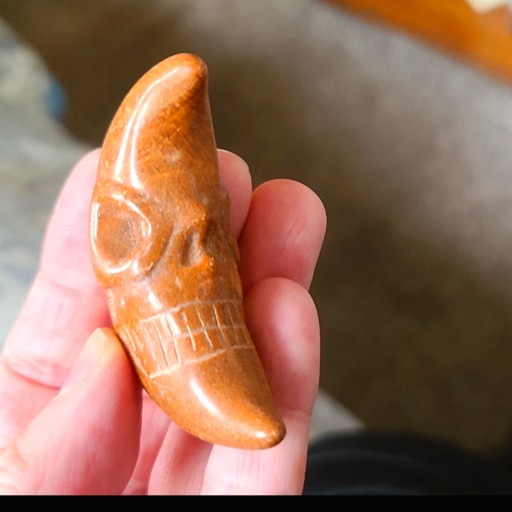 Carnelian handcarved crystal skull moon